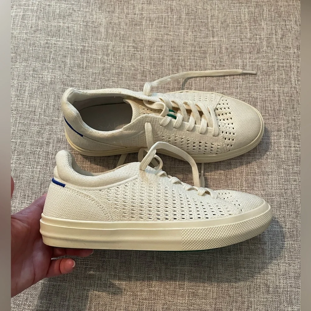 Rothy’s RS02 Sneaker - Courtside White with green accents - Picture 3 of 7